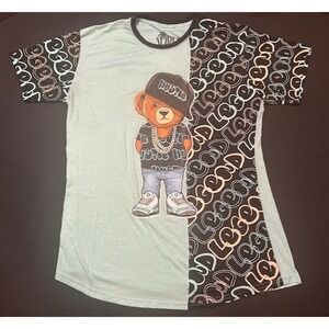 Vibes by Bailey Hustle Bear Blue/Black Short Sleeve Legend Rap T-Shirt - Size XL